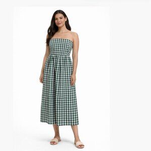 J.Crew Strapless Gingham Dress Size 12 Green White NWT